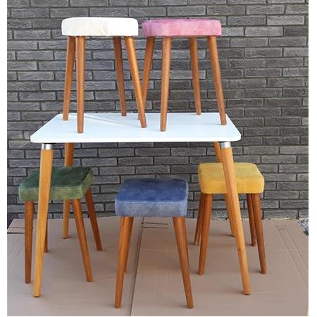 Ahşap Ayaklı Mutfak Yemek Masası 60x90 cm Gürgen Masif Ayak Beyaz